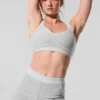 4” Alosoft High-Waist Heart Throb Shorts – Athletic Heather Grey/White