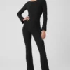 Alosoft Melody helkroppsonesie med bootcut-ben – svart