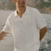 Coastline Knit kortærmet polo – elfenben