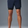 Conquer React 2-i-1 Performance-shorts – marineblå/svart