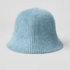 Denimstrikket cloche – himmelblå/mørk himmelblå