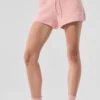 Kashmir-High-Waist-Shorts i myk vaffelstruktur – Pink Quartz