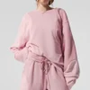 Make Waves genser med rund hals – solnedgangsrosa tonet