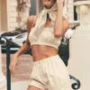 Riviera Bloomer-shorts i linblanding – sandbeige