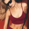 Sømløs modal ribbet Delight-bralette – Summer Romance Red