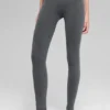 Sømløse ribbestrikkede High-Waist tights i to farger – Dark Misty Grey Heather