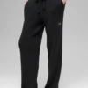 Snuggle up Strikkegensere High-Waist Wide Leg Bukser – Black