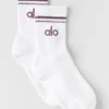 Unisex halvhøye Throwback-sokker – hvit/plum kiss