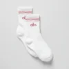 Unisex halvhøye Throwback-sokker – hvit/rosa villrose