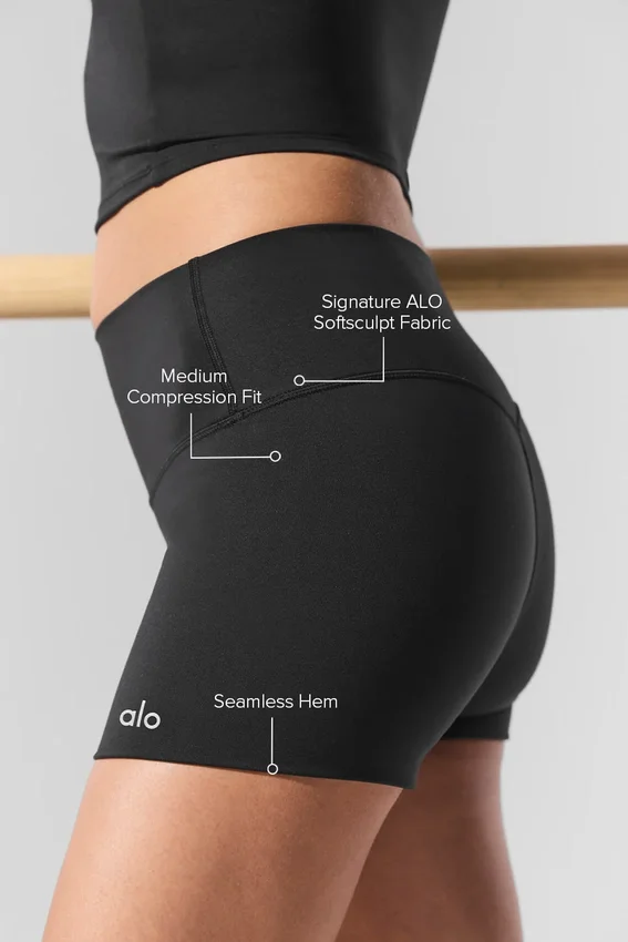 3" Alo Softsculpt High-Waist Precision-shorts – svart