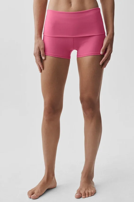 3" Alo Softsculpt lavt sittende shorts med brettet linning – Paradise Pink