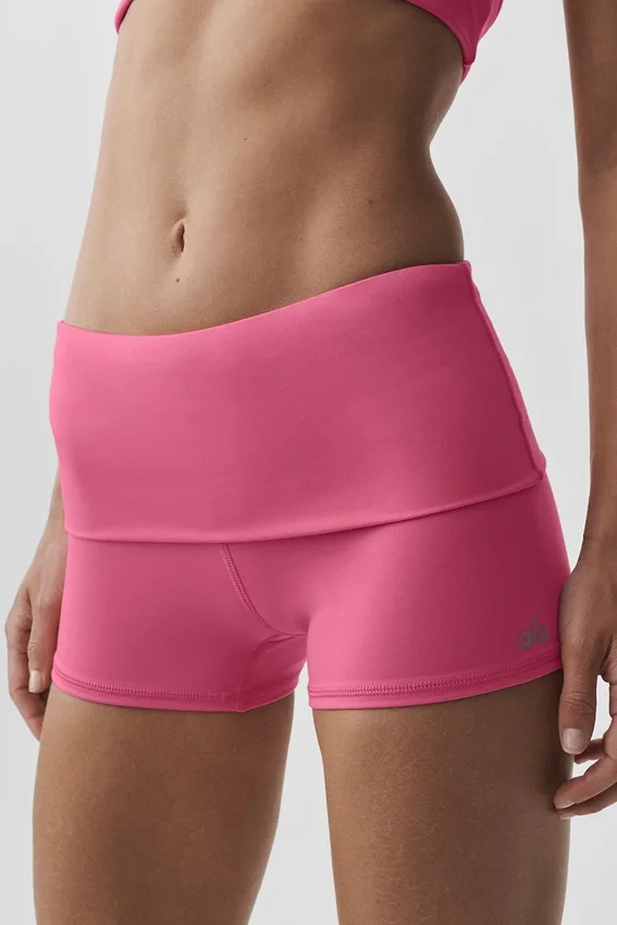 3" Alo Softsculpt lavt sittende shorts med brettet linning – Paradise Pink