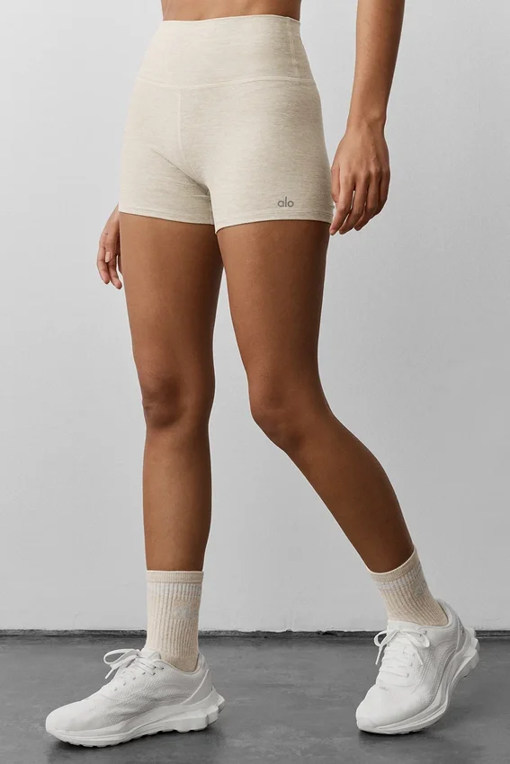 3" High-Waist Alosoft Carefree Shorts – Oatmeal Heather