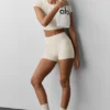 3" High-Waist Alosoft Carefree Shorts – Oatmeal Heather