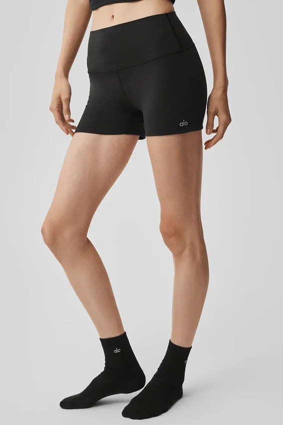 3" High-Waist Alosoft Carefree Shorts – svart
