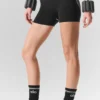 4" Airbrush-shorts med High-Waist og hjerteprint – svart/hvit
