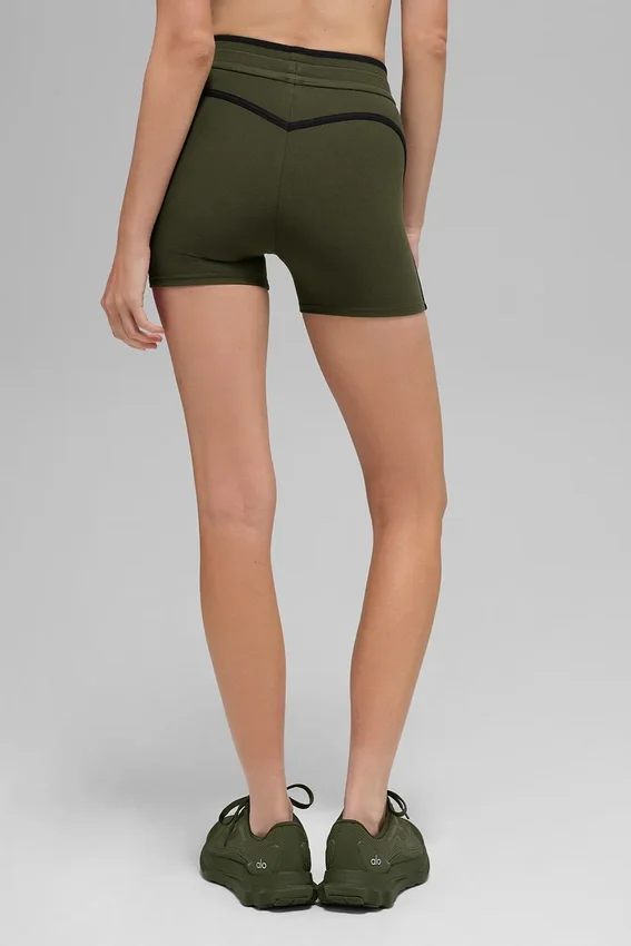 4" High-Waist Airbrush Race Pace Shorts – grønn oliven/svart