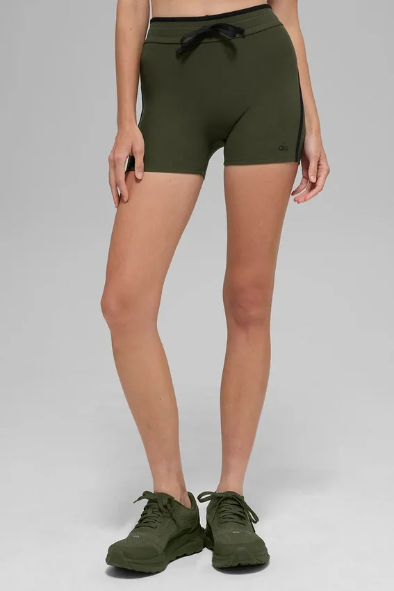 4" High-Waist Airbrush Race Pace Shorts – grønn oliven/svart