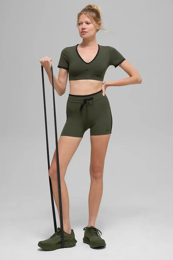 4" High-Waist Airbrush Race Pace Shorts – grønn oliven/svart