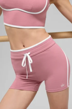 4″ High-Waist Airbrush Race Pace Shorts – Pink Wild Rose/White