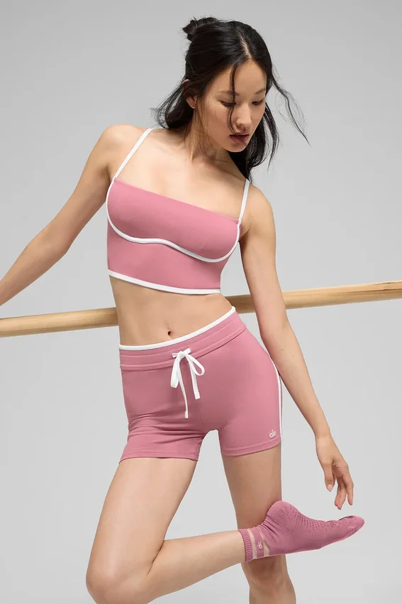 4" High-Waist Airbrush Race Pace Shorts – Pink Wild Rose/White