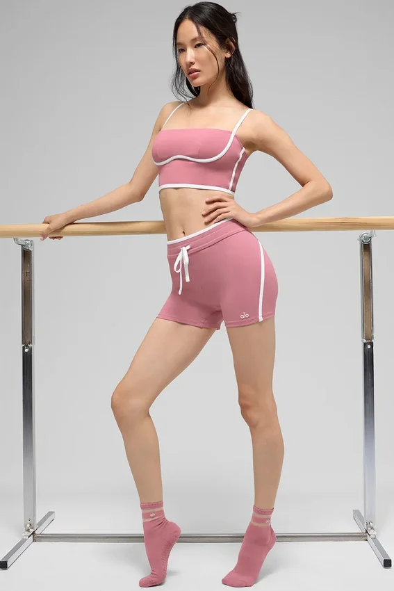 4" High-Waist Airbrush Race Pace Shorts – Pink Wild Rose/White