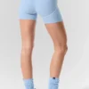 4” High-Waist Alosoft shorts med hjerteprint – Seashell Blue Heather/White