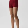 4" sømløse modal-Shorts med ribbestrikket High-Waist-design – Summer Romance Red