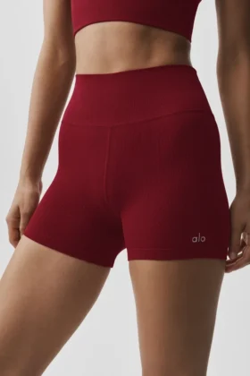 4″ sømløse modal-Shorts med ribbestrikket High-Waist-design – Summer Romance Red