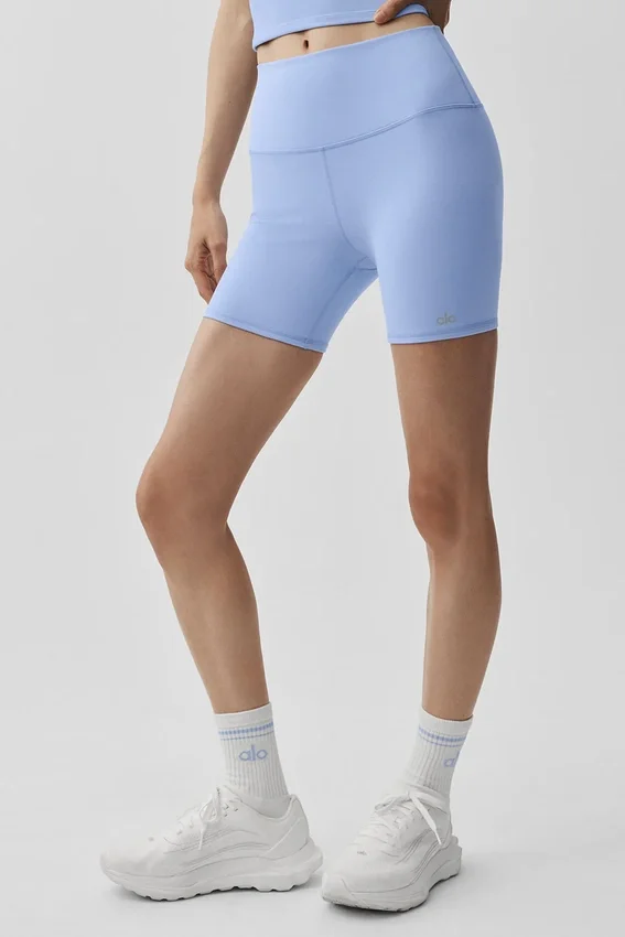 5" Airbrush-shorts med High-Waist – lys Provence-blå