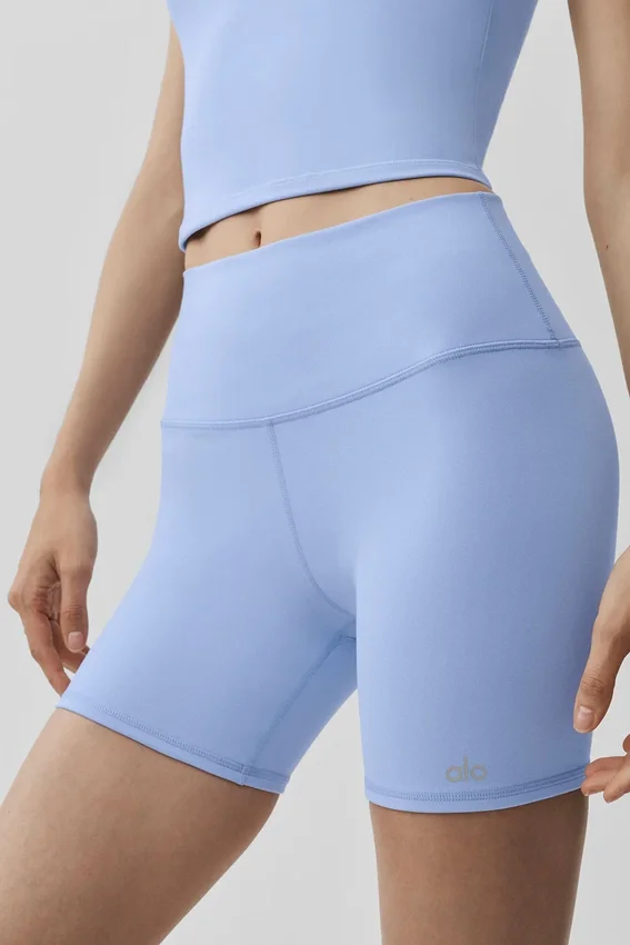5" Airbrush-shorts med High-Waist – lys Provence-blå