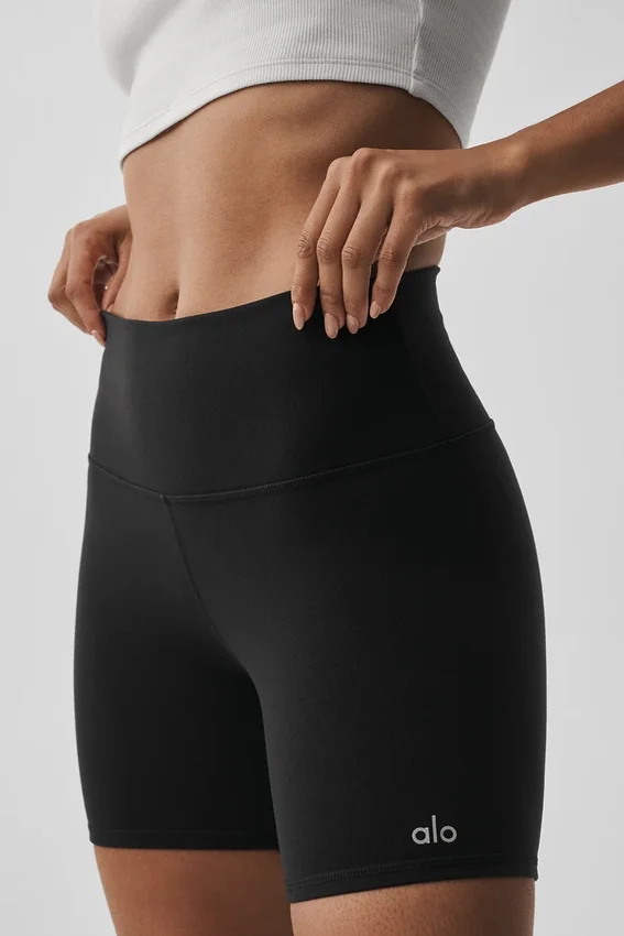 5" Airbrush-sykkelshorts med High-Waist – svart