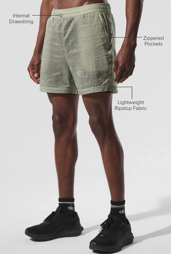 5" Game Time Ripstop 2-i-1 Shorts – Limestone/svart