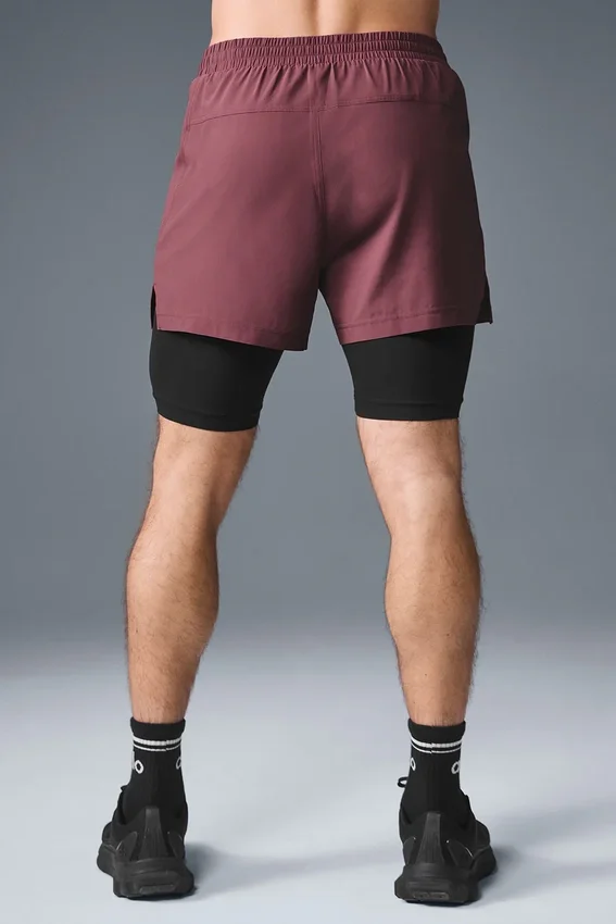 5" Revival 2-i-1 Shorts – Burgundy Truffle/svart