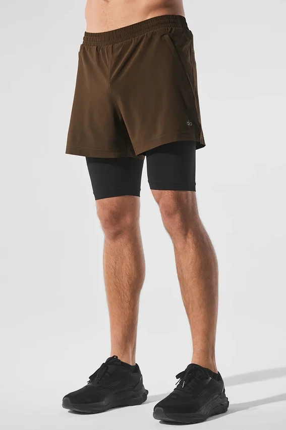 5" Revival 2-i-1 Shorts – Espresso/svart