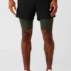 5" Revival 2-i-1 Shorts – Svart/Stealth Green