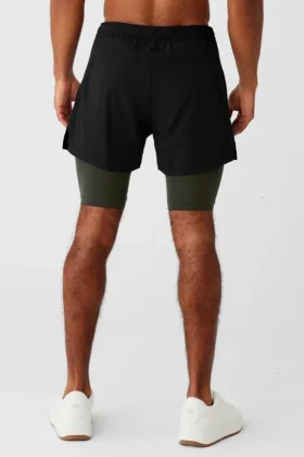 5″ Revival 2-i-1 Shorts – Svart/Stealth Green