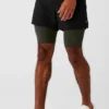 5" Revival 2-i-1 Shorts – Svart/Stealth Green