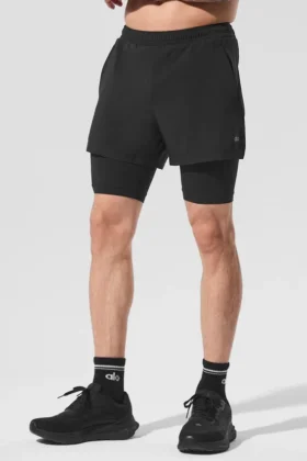 5" Revival 2-i-1 Shorts – svart/svart