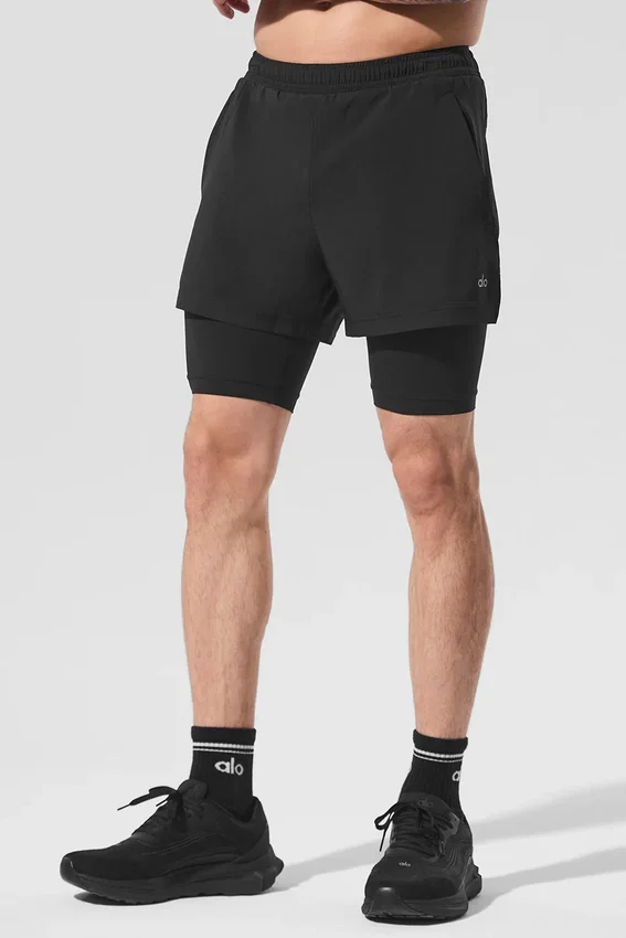 5" Revival 2-i-1 Shorts – svart/svart