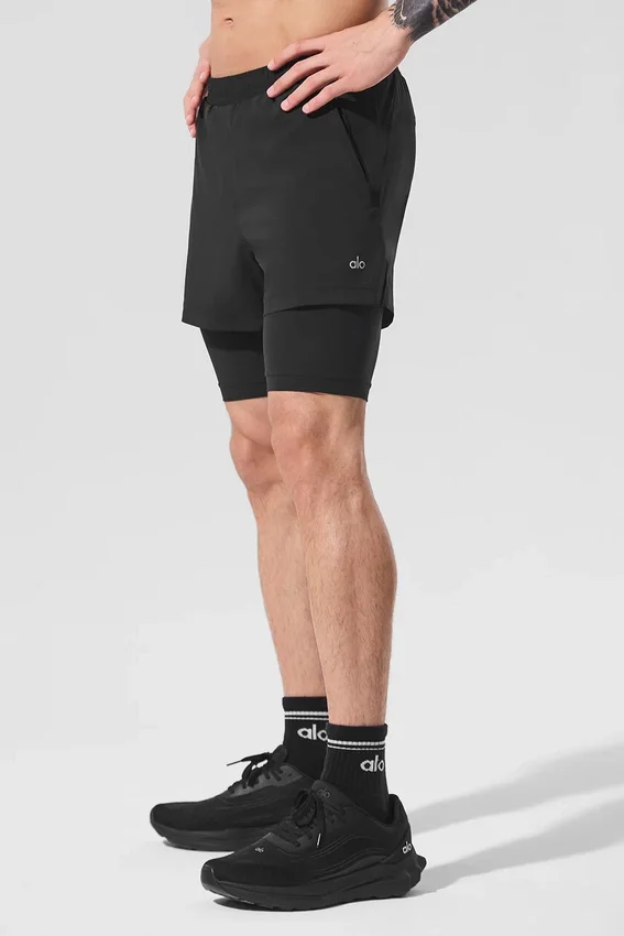 5" Revival 2-i-1 Shorts – svart/svart