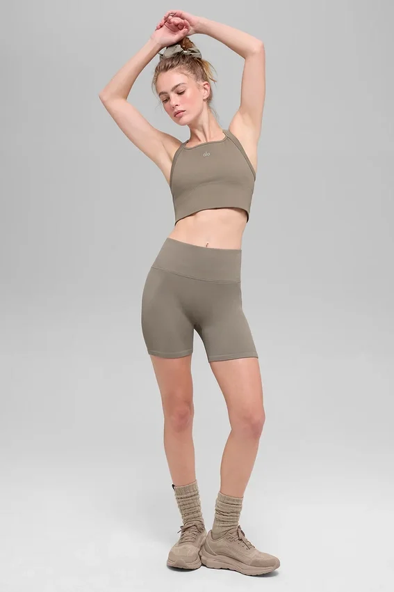 5" sømløse ribbede Favorite-Shorts – lys kakao
