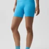 5" sømløse ribbestrikkede Favorite-Shorts – azurblå