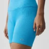 5" sømløse ribbestrikkede Favorite-Shorts – azurblå