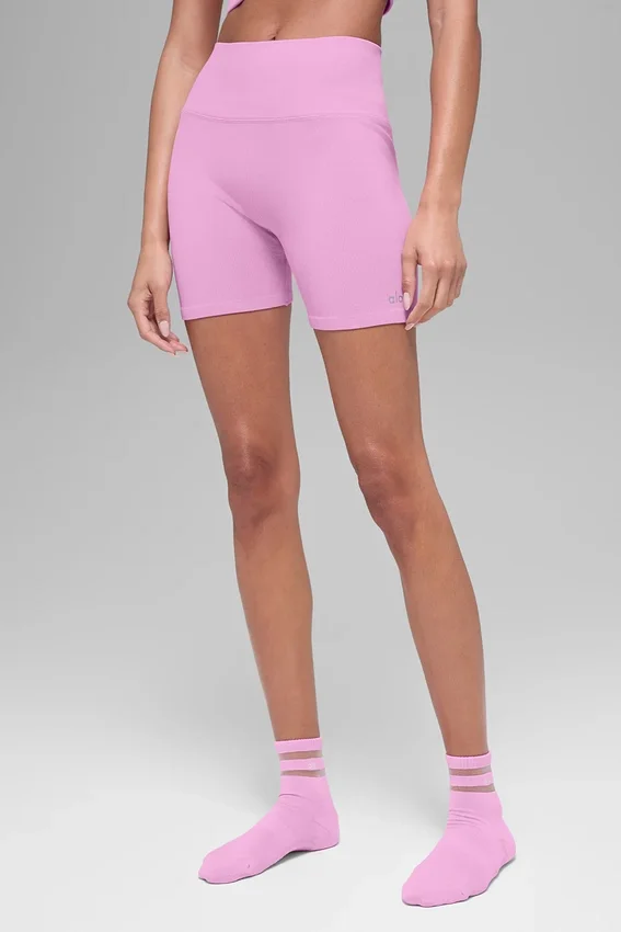 5" sømløse ribbestrikkede Favorite-Shorts – Candy Heart Pink