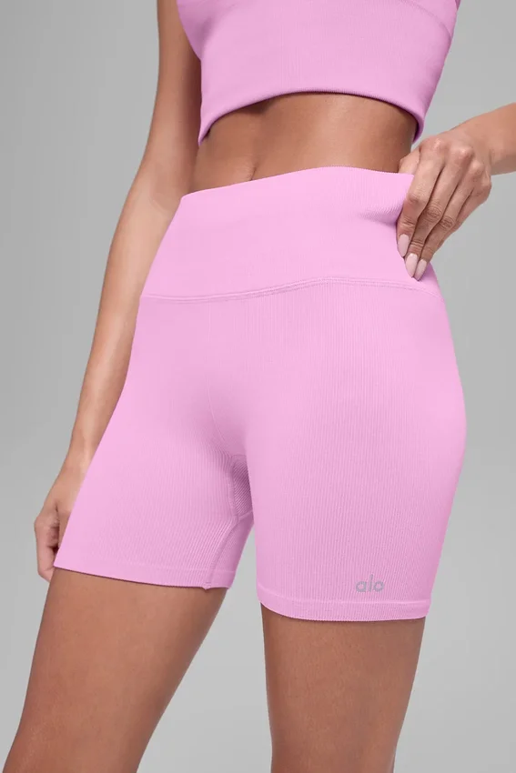 5" sømløse ribbestrikkede Favorite-Shorts – Candy Heart Pink
