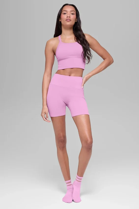 5" sømløse ribbestrikkede Favorite-Shorts – Candy Heart Pink