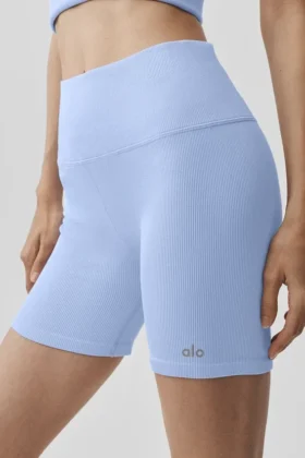 5″ sømløse ribbestrikkede Favorite-Shorts – Light Provence Blue