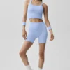 5" sømløse ribbestrikkede Favorite-Shorts – Light Provence Blue