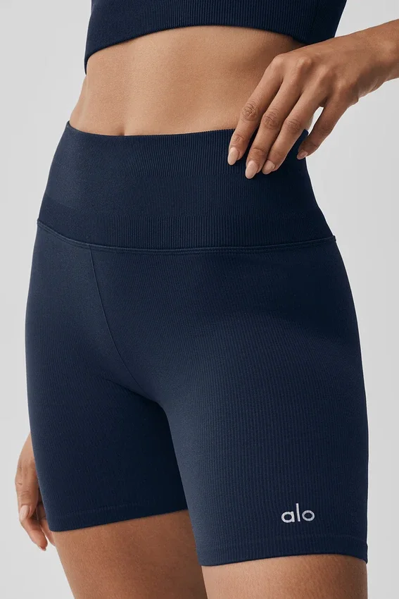 5" sømløse ribbestrikkede Favorite-Shorts – Navy